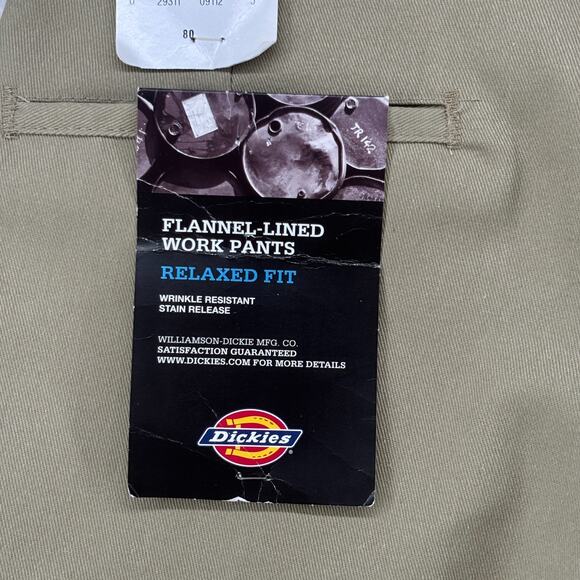 DICKIES Pants Mens 40x32 877 Relaxed Fit Work Flannel Lined Twill Beige NEW - Picture 6 of 16